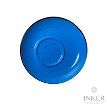 Load image into Gallery viewer, INKER - piattino decentrato - Porcellana - Iris Dots in 8 colori (set da 6 pezzi) colore Blu Iris