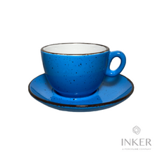 Load image into Gallery viewer, INKER - Tazze da Cappuccino 17cl - linea Luna - Porcellana - Iris Dots in 8 colori (set da 6 pezzi) colore Blu Iris