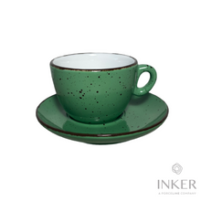Load image into Gallery viewer, INKER - Tazze da Cappuccino 17cl - linea Luna - Porcellana - Iris Dots in 8 colori (set da 6 pezzi) colore Verde Iris