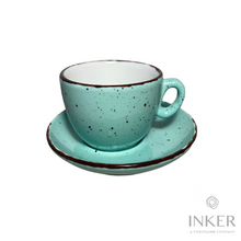 Load image into Gallery viewer, INKER - Tazze da Cappuccino 17cl - linea Luna - Porcellana - Iris Dots in 8 colori (set da 6 pezzi) colore Menta Iris