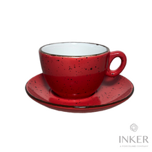 Load image into Gallery viewer, INKER - Tazze da Cappuccino 17cl - linea Luna - Porcellana - Iris Dots in 8 colori (set da 6 pezzi) colore Rosso Iris