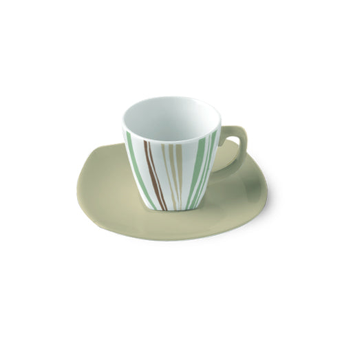  Bella Stripe - linea Square - tazza caffè con piatto (set da 6 pezzi) - Porcellana - Royal Porcelain