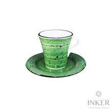 Load image into Gallery viewer, INKER - Tazzine da Caffè Espresso 9cl - linea Giorgia - Porcellana - Nevelines in 4 colori (set da 6 pezzi) Verde Nevelines
