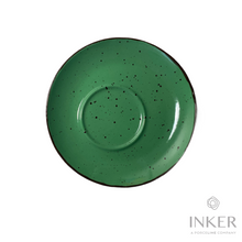 Load image into Gallery viewer, INKER - piattino decentrato - Porcellana - Iris Dots in 8 colori (set da 6 pezzi) colore  Verde Iris
